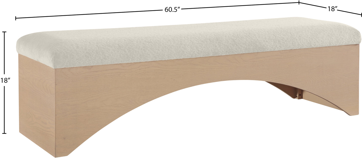 capsule cream velour fur fabric bench