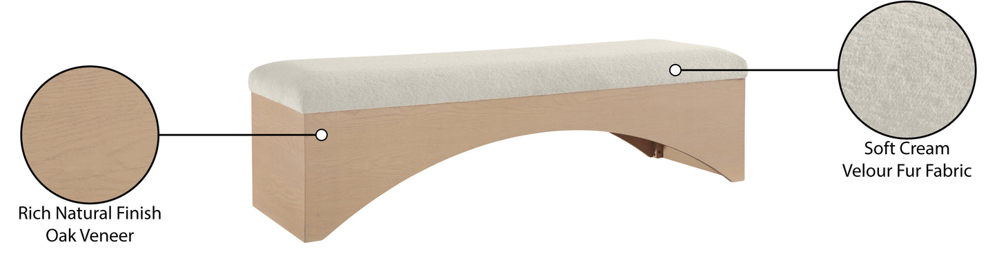 capsule cream velour fur fabric bench