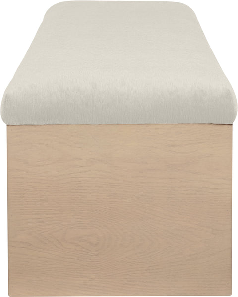 Capsule Cream Velour Fur Fabric Bench