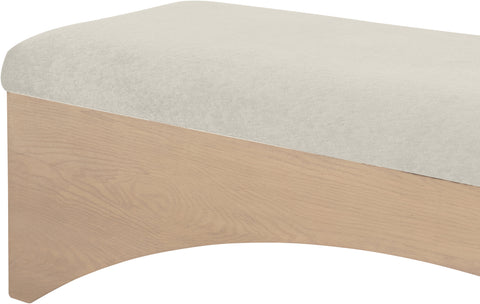 Capsule Cream Velour Fur Fabric Bench