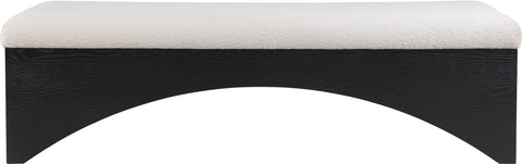 Capsule Beige Velour Fur Fabric Bench
