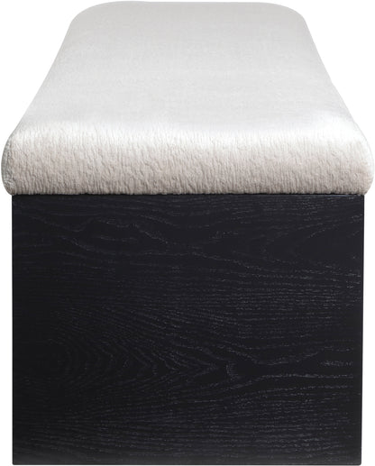 Capsule Beige Velour Fur Fabric Bench