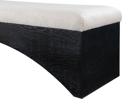 Capsule Beige Velour Fur Fabric Bench