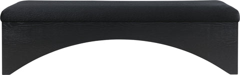 Rhea Black Velour Fur Fabric Upholstered Bench, 1 Piece (Style 2)