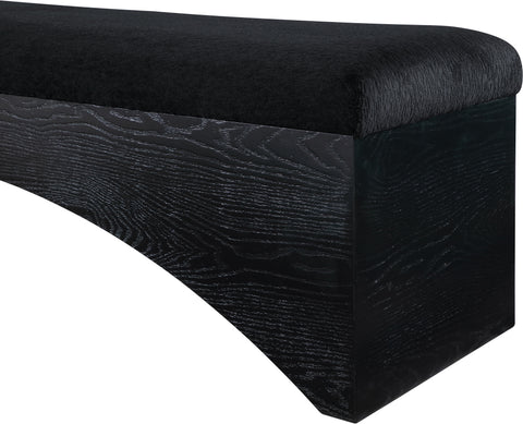 Rhea Black Velour Fur Fabric Upholstered Bench, 1 Piece (Style 2)