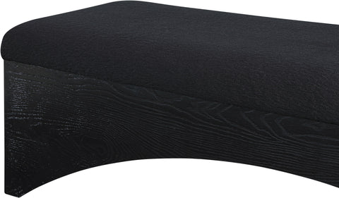 Rhea Black Velour Fur Fabric Upholstered Bench, 1 Piece (Style 2)