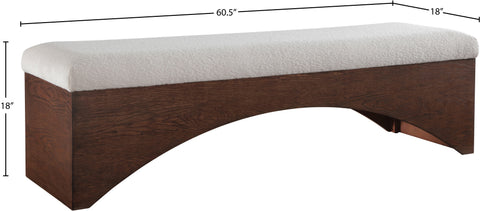 Rhea Beige Velour Fur Fabric Upholstered Bench, 1 Piece (Style 2)