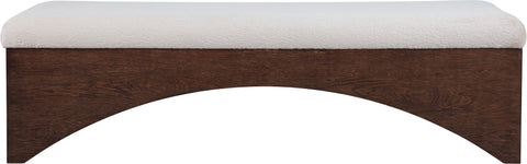 Rhea Beige Velour Fur Fabric Upholstered Bench, 1 Piece (Style 2)