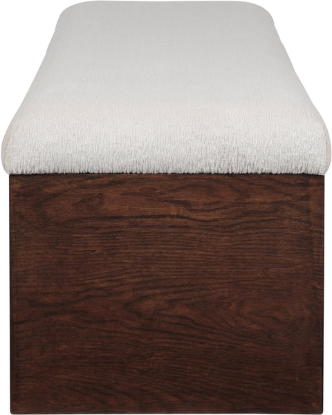 Rhea Beige Velour Fur Fabric Upholstered Bench, 1 Piece (Style 2)