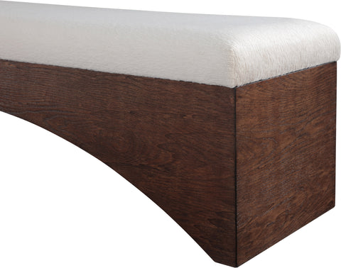Rhea Beige Velour Fur Fabric Upholstered Bench, 1 Piece (Style 2)