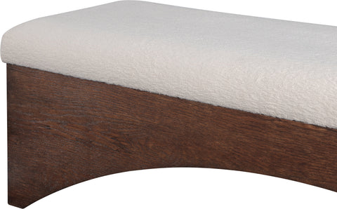 Rhea Beige Velour Fur Fabric Upholstered Bench, 1 Piece (Style 2)