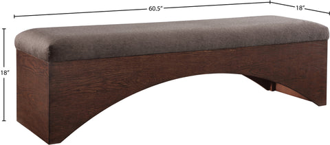 Rhea Brown Velour Fur Fabric Upholstered Bench, 1 Piece (Style 2)