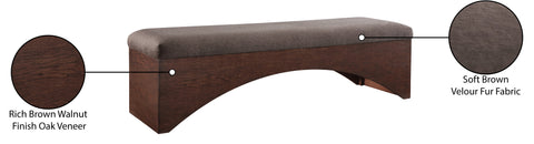 Rhea Brown Velour Fur Fabric Upholstered Bench, 1 Piece (Style 2)