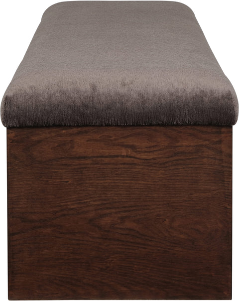 Rhea Brown Velour Fur Fabric Upholstered Bench, 1 Piece (Style 2)