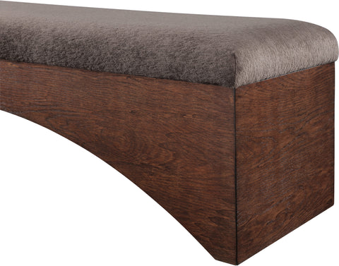 Rhea Brown Velour Fur Fabric Upholstered Bench, 1 Piece (Style 2)