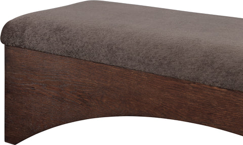 Rhea Brown Velour Fur Fabric Upholstered Bench, 1 Piece (Style 2)