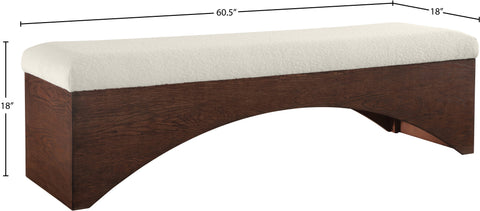 Rhea Cream Velour Fur Fabric Upholstered Bench, 1 Piece (Style 3)