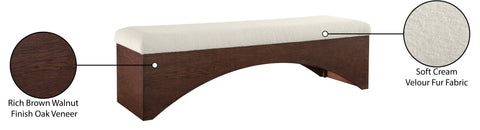 Rhea Cream Velour Fur Fabric Upholstered Bench, 1 Piece (Style 3)