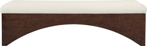 Rhea Cream Velour Fur Fabric Upholstered Bench, 1 Piece (Style 3)
