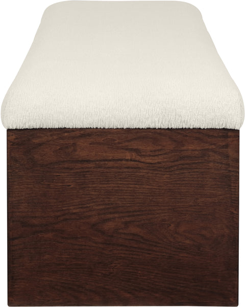 Rhea Cream Velour Fur Fabric Upholstered Bench, 1 Piece (Style 3)