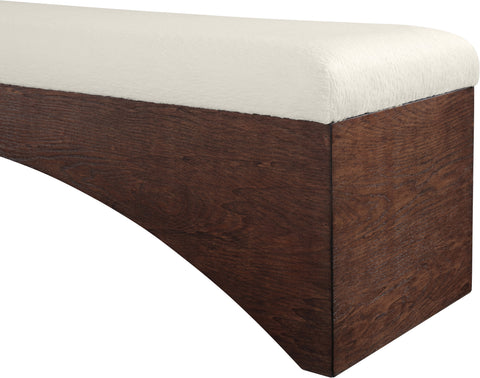 Rhea Cream Velour Fur Fabric Upholstered Bench, 1 Piece (Style 3)