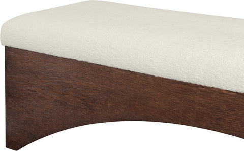 Rhea Cream Velour Fur Fabric Upholstered Bench, 1 Piece (Style 3)