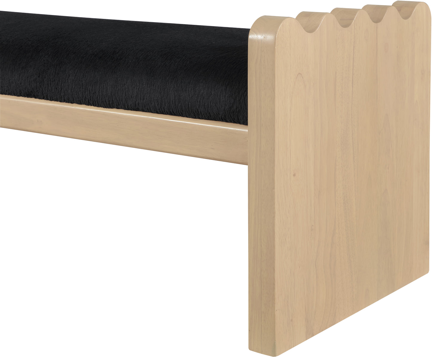 makai black velour fur fabric bench