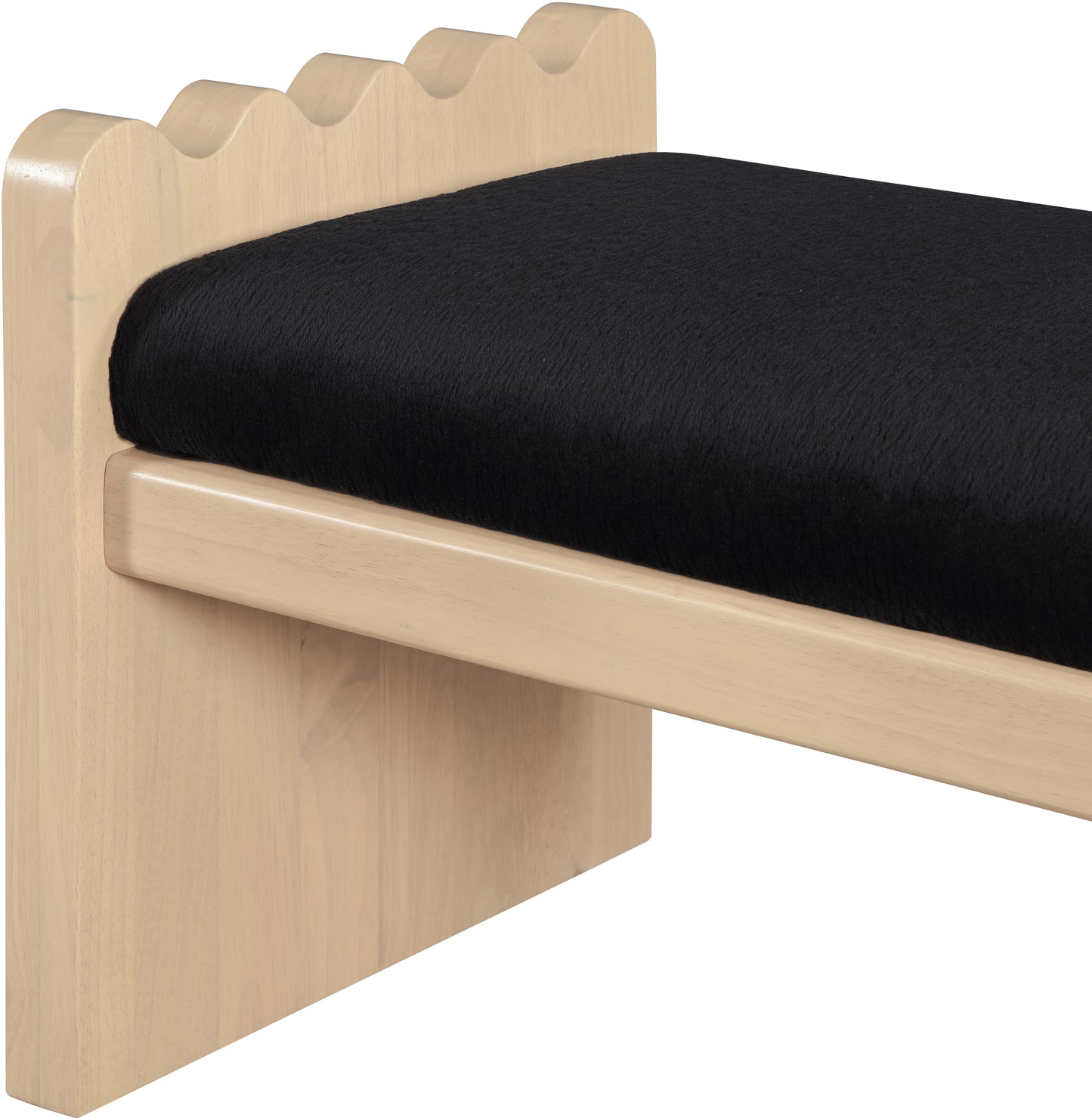 makai black velour fur fabric bench