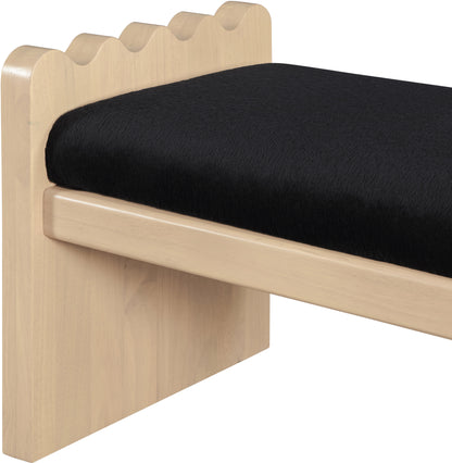 Makai Black Velour Fur Fabric Bench