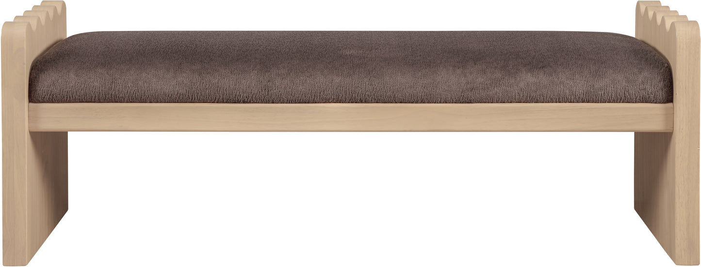 makai brown velour fur fabric bench