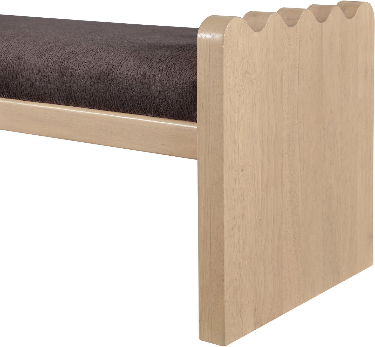 makai brown velour fur fabric bench