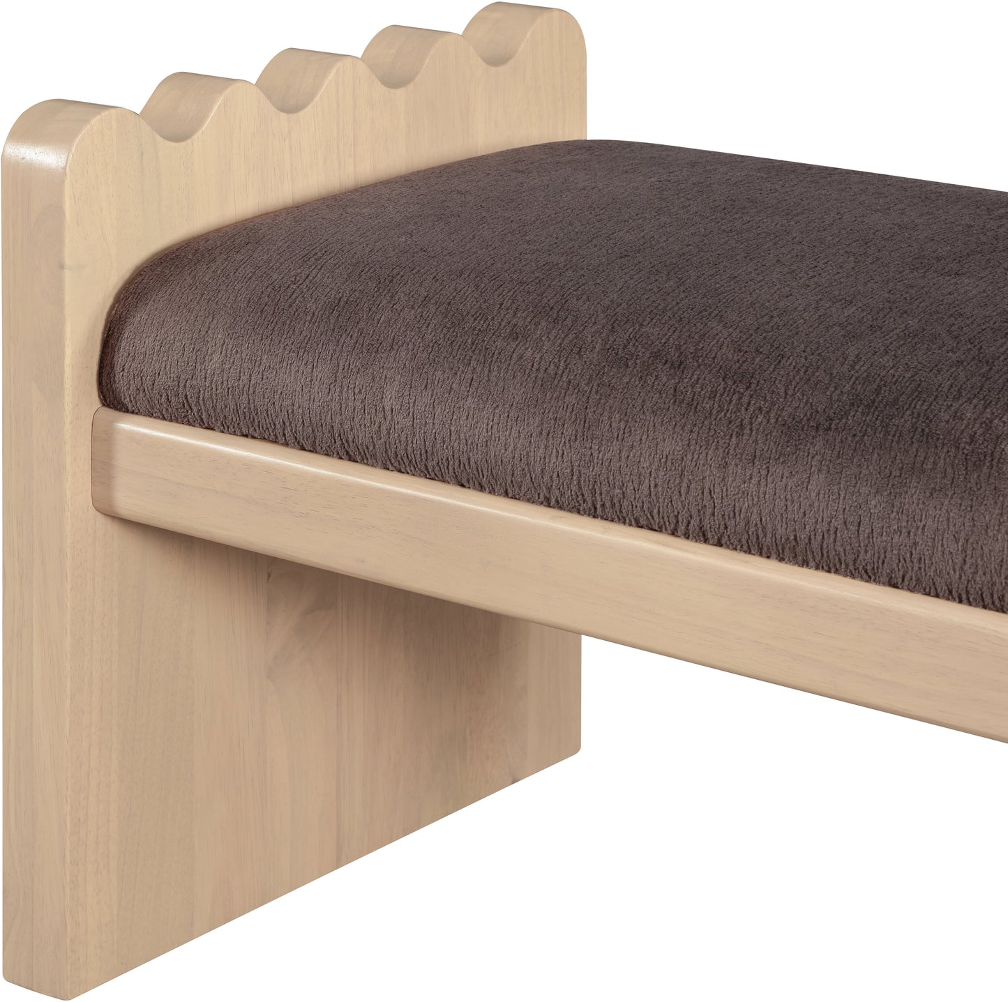 makai brown velour fur fabric bench