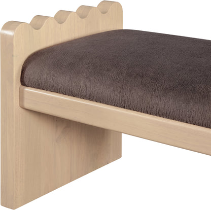 Makai Brown Velour Fur Fabric Bench