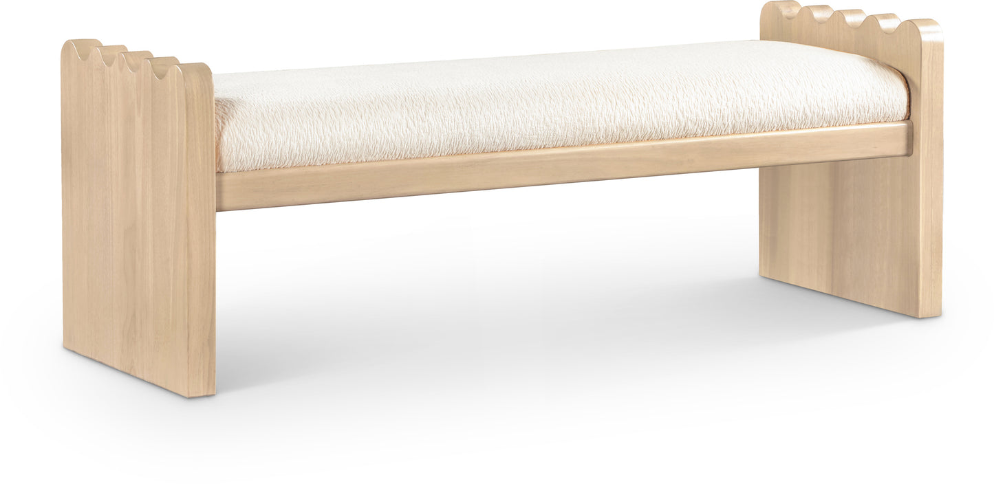 makai cream velour fur fabric bench