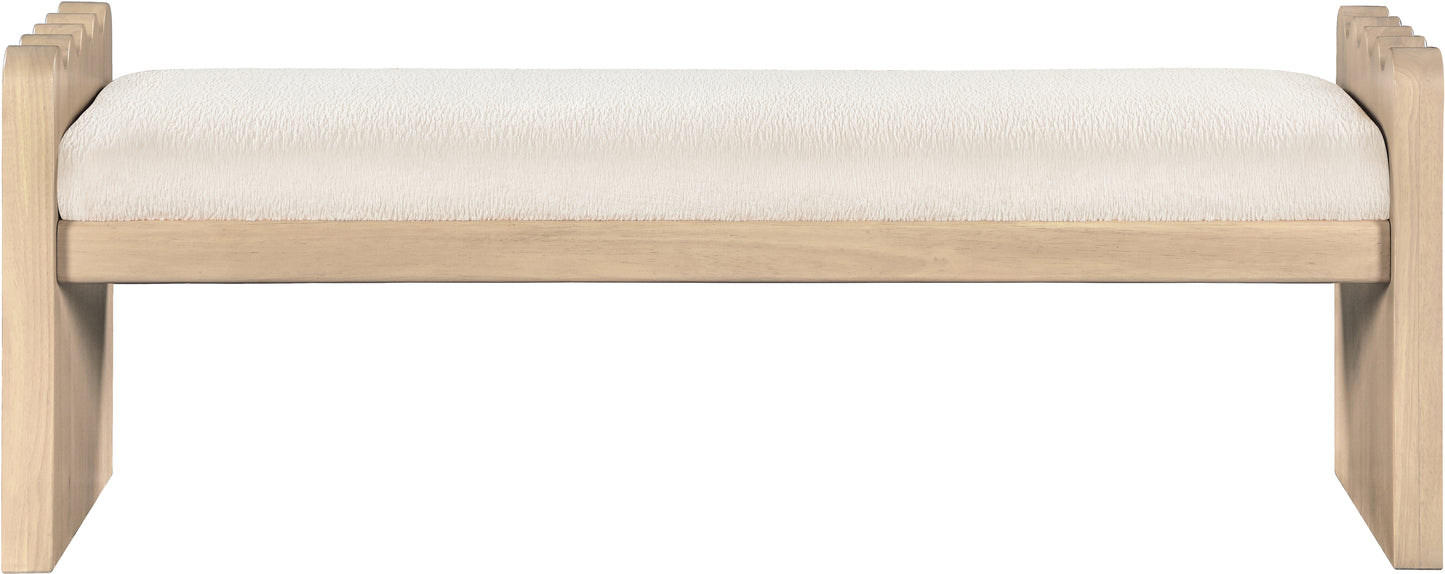 makai cream velour fur fabric bench