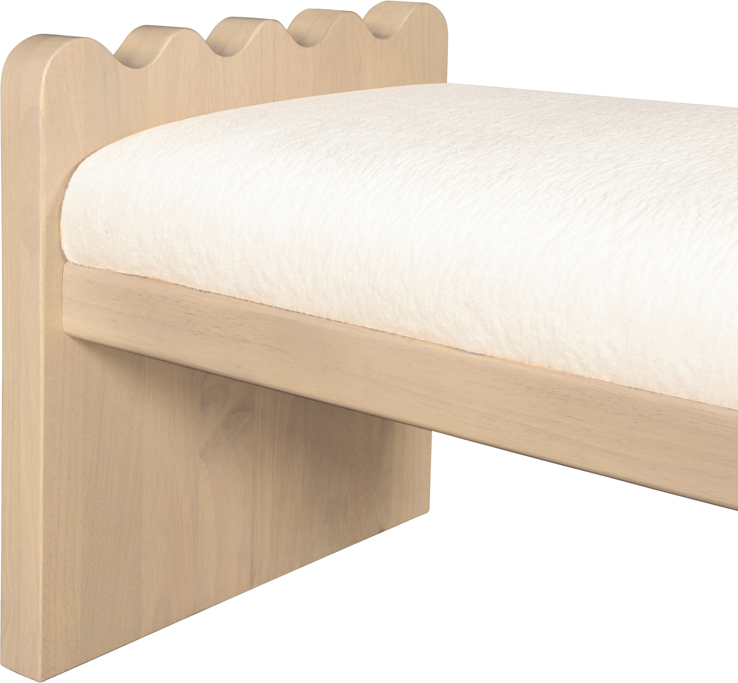 makai cream velour fur fabric bench