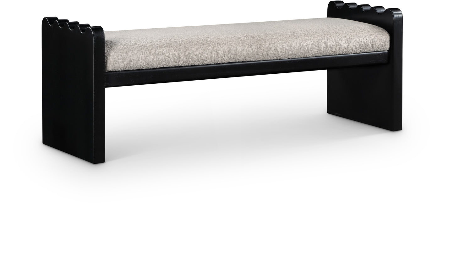 makai beige velour fur fabric bench