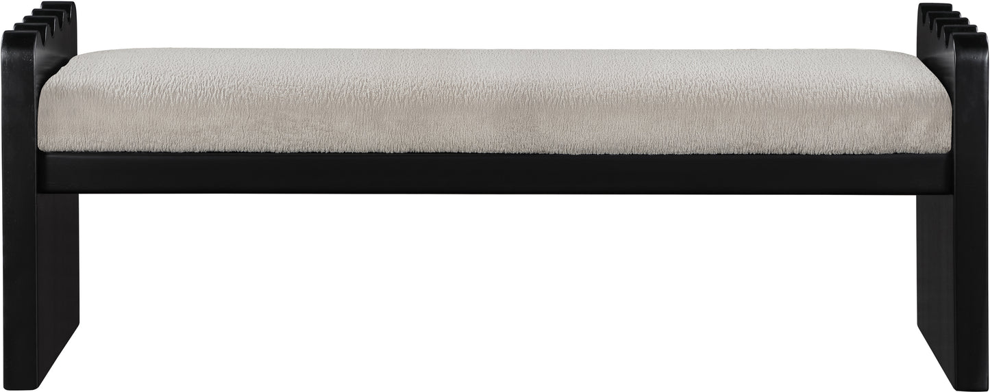 makai beige velour fur fabric bench