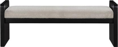 Makai Beige Velour Fur Fabric Bench