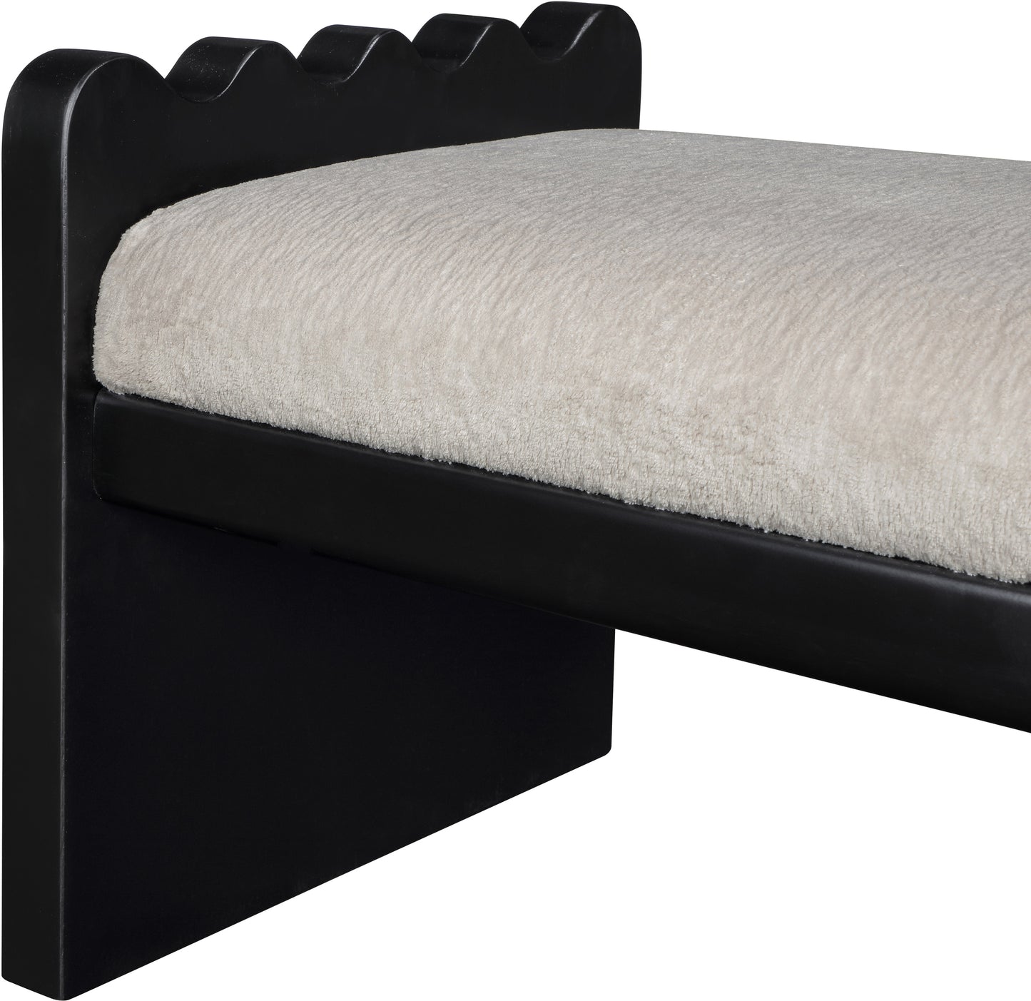 makai beige velour fur fabric bench