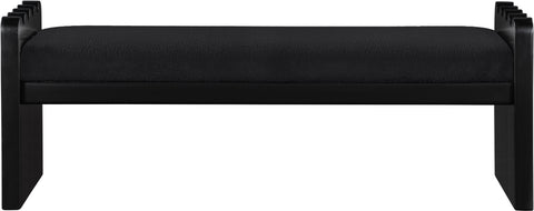 Kellan Black Velour Fur Fabric Upholstered Bench, 1 Piece (Style 2)