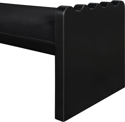 Kellan Black Velour Fur Fabric Upholstered Bench, 1 Piece (Style 2)