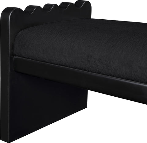 Kellan Black Velour Fur Fabric Upholstered Bench, 1 Piece (Style 2)