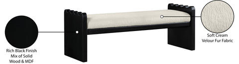 Kellan Cream Velour Fur Fabric Upholstered Bench, 1 Piece (Style 2)
