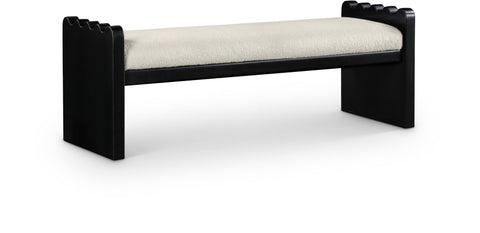 Kellan Cream Velour Fur Fabric Upholstered Bench, 1 Piece (Style 2)