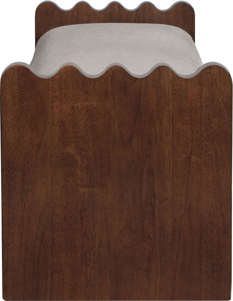 Kellan Beige Velour Fur Fabric Upholstered Bench, 1 Piece (Style 2)