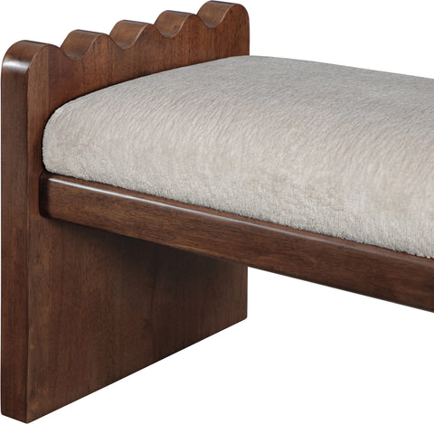 Kellan Beige Velour Fur Fabric Upholstered Bench, 1 Piece (Style 2)