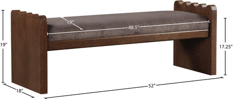 Kellan Brown Velour Fur Fabric Upholstered Bench, 1 Piece (Style 2)