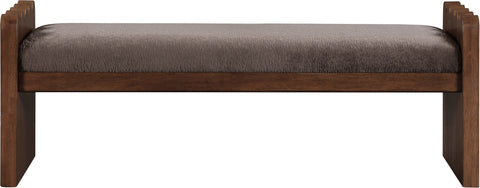 Kellan Brown Velour Fur Fabric Upholstered Bench, 1 Piece (Style 2)