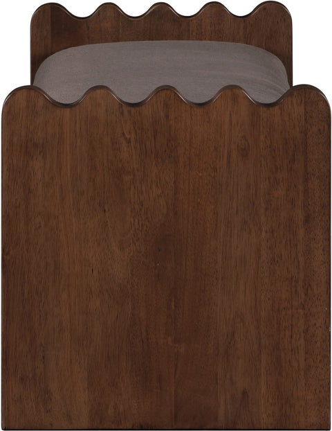 Kellan Brown Velour Fur Fabric Upholstered Bench, 1 Piece (Style 2)